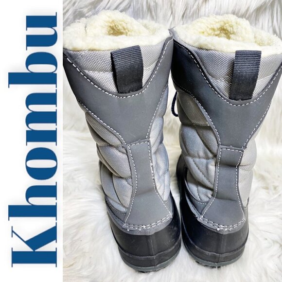 NWT KHOMBU ANNABEL Gray Thermolite Insulated Quilted Mid-Calf Snow Boots, Size 7 - Picture 8 of 10